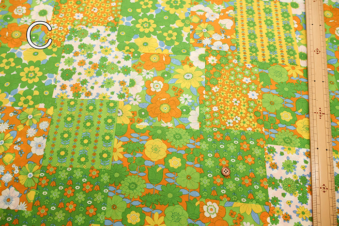 Water repellent Nylon Oxford Print Fabric 70s Design Flower Days - nomura tailor