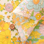 Water repellent Nylon Oxford Print Fabric 70s Design Flower Days - nomura tailor