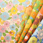 Water repellent Nylon Oxford Print Fabric 70s Design Flower Days - nomura tailor