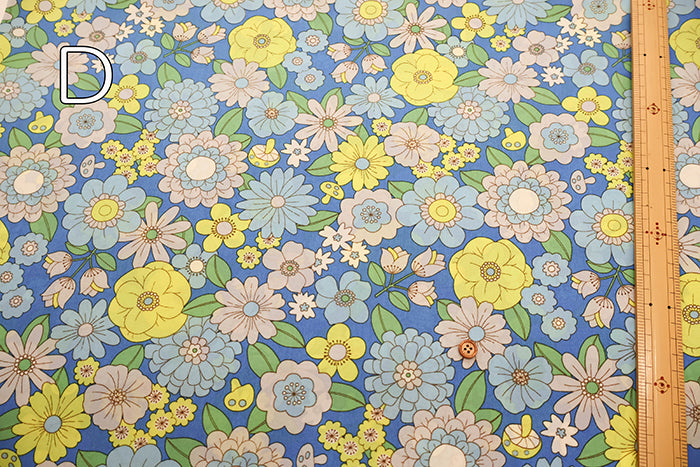 Water repellent Nylon Oxford Print Fabric 70s Design Flower Days - nomura tailor