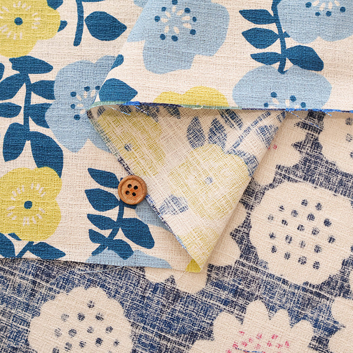 <Patterned Cut> Cotton Baniran Print Fabric Miori Collection - Flower Patchwork (1 Pattern: Approx. 110cm × 60cm) - nomura tailor
