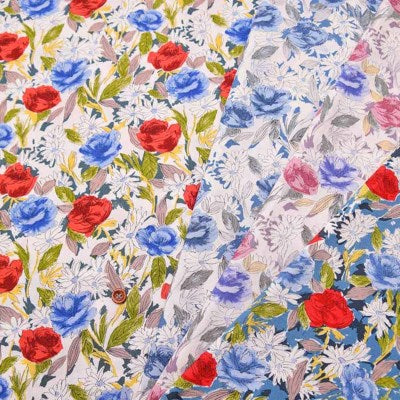Cotton Scare Printed Fabric - Art Flower - nomura tailor