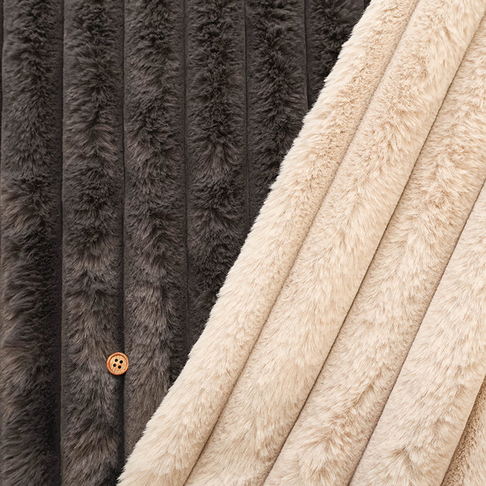 Polyester Stripe Fur Fabric - Plain - nomura tailor
