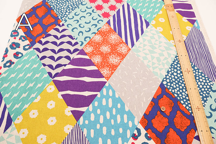 C/L Canvas Print Fabric echino Rhombus - nomura tailor