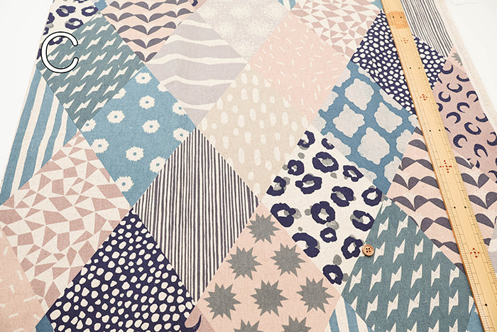C/L Canvas Print Fabric echino Rhombus - nomura tailor