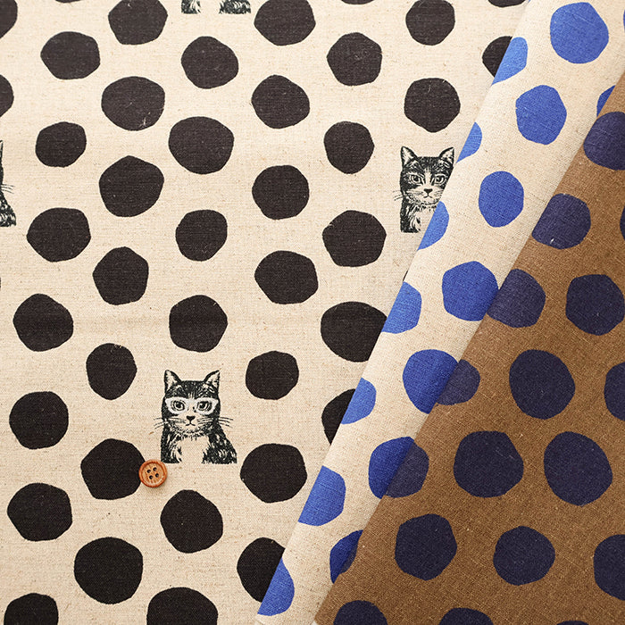C/LCanvas Printed Fabric  - echino "Neko Noe" Cat Dot - nomura tailor