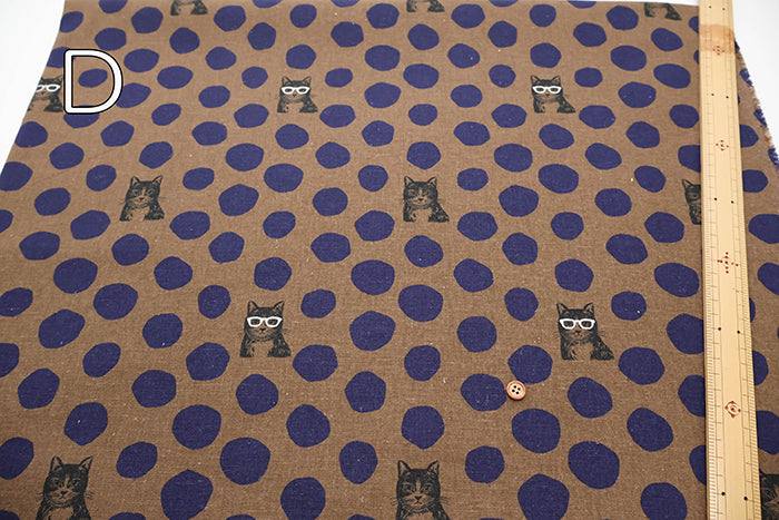 C/LCanvas Printed Fabric  - echino "Neko Noe" Cat Dot - nomura tailor