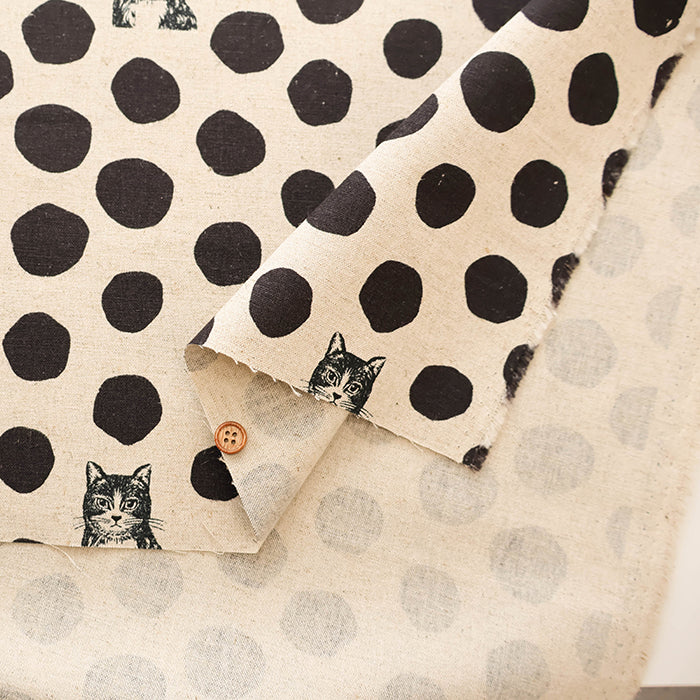 C/LCanvas Printed Fabric  - echino "Neko Noe" Cat Dot - nomura tailor