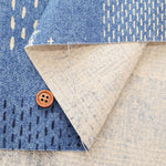 C/L Canvas Print Fabric Denim - Sashiko-style Patchwork - nomura tailor