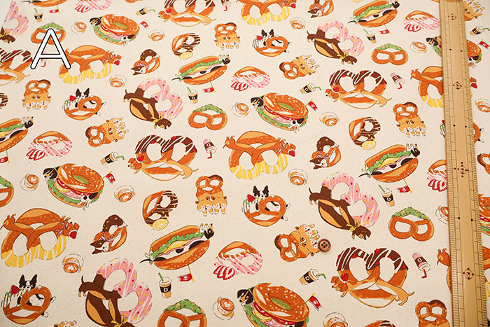 Cotton Oxford Fabric - Delicious Animal Pretzel Dog - nomura tailor