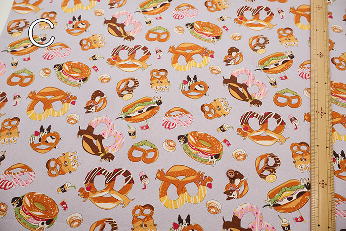 Cotton Oxford Fabric - Delicious Animal Pretzel Dog - nomura tailor