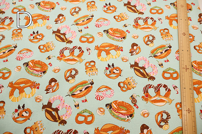 Cotton Oxford Fabric - Delicious Animal Pretzel Dog - nomura tailor