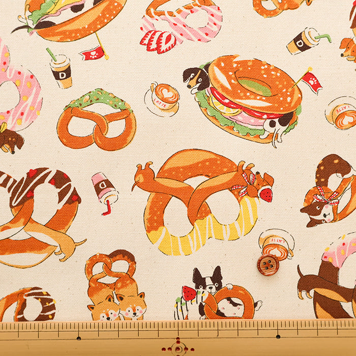 Cotton Oxford Fabric - Delicious Animal Pretzel Dog - nomura tailor