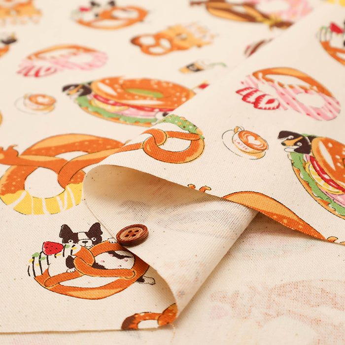 Cotton Oxford Fabric - Delicious Animal Pretzel Dog - nomura tailor