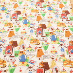 Cotton Oxford Fabric - Delicious Animal Retro Café Design - nomura tailor