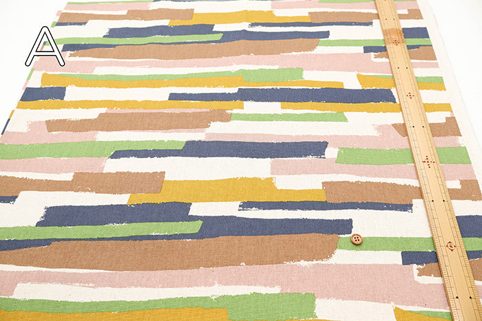 C/L Canvas Print Fabric - Border Brush - nomura tailor