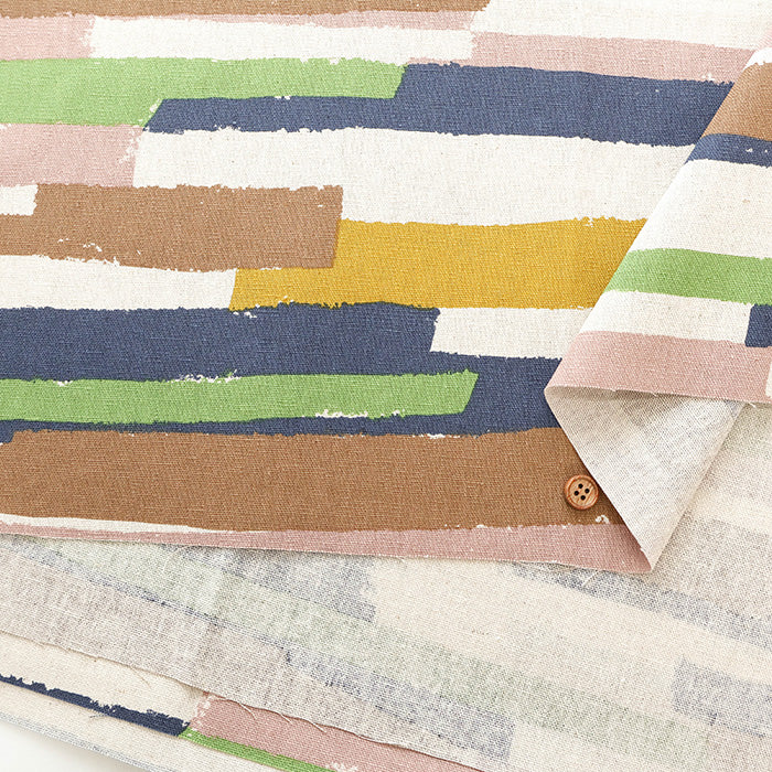 C/L Canvas Print Fabric - Border Brush - nomura tailor