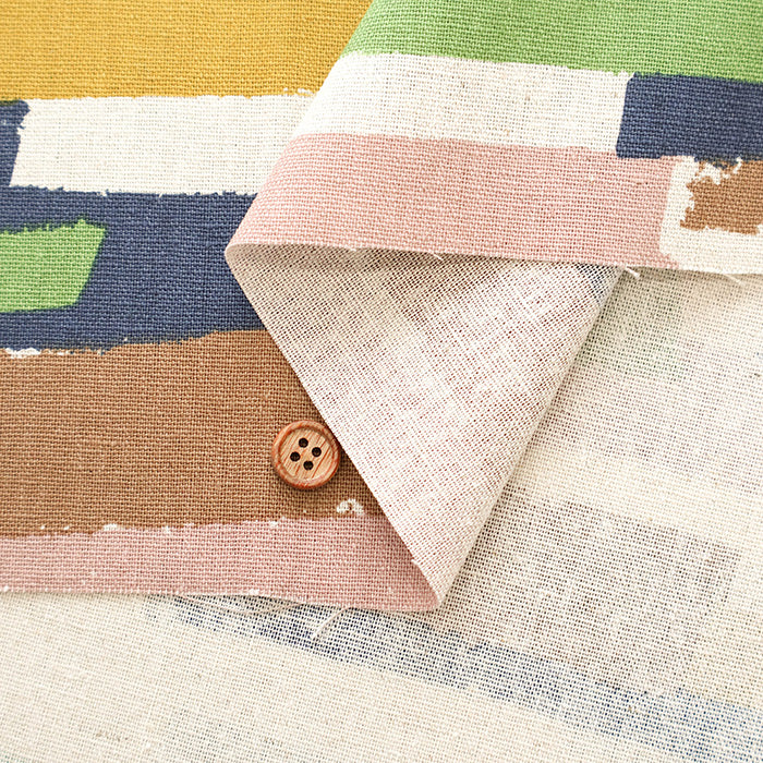 C/L Canvas Print Fabric - Border Brush - nomura tailor