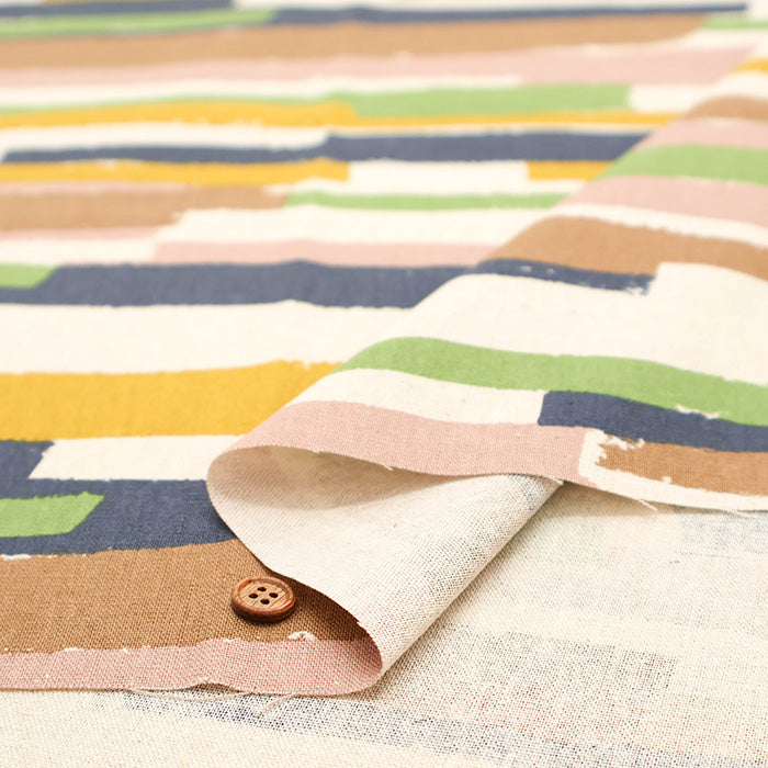 C/L Canvas Print Fabric - Border Brush - nomura tailor