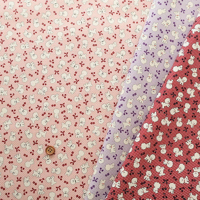Cotton Muslin Printed Fabric - Mini Print Bichon Frise - nomura tailor
