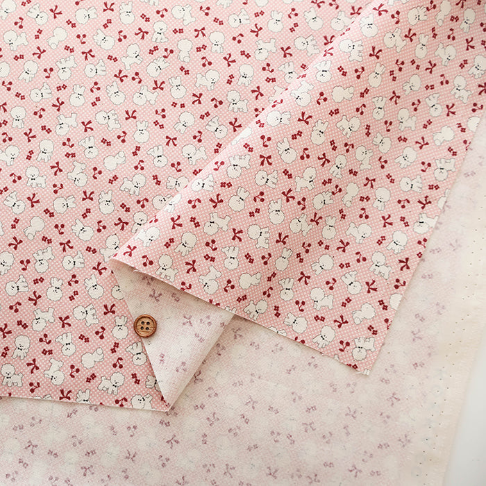 Cotton Muslin Printed Fabric - Mini Print Bichon Frise - nomura tailor