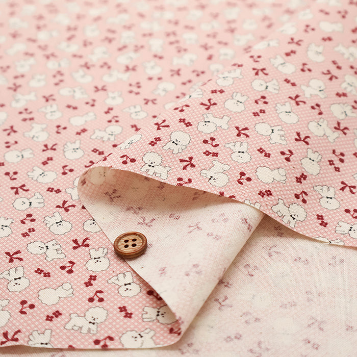 Cotton Muslin Printed Fabric - Mini Print Bichon Frise - nomura tailor