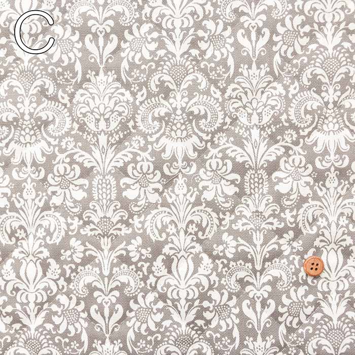 Cotton Oxford Print Quilted Fabric  - Damask - nomura tailor