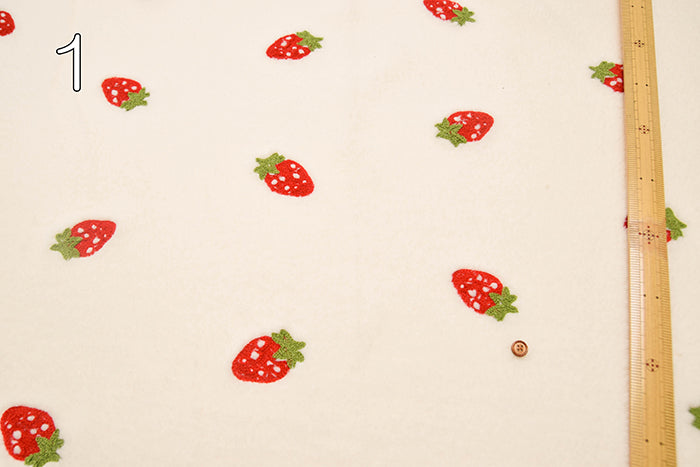 Made in China - Boa Embroidered Fabric - Strawberry - nomura tailor