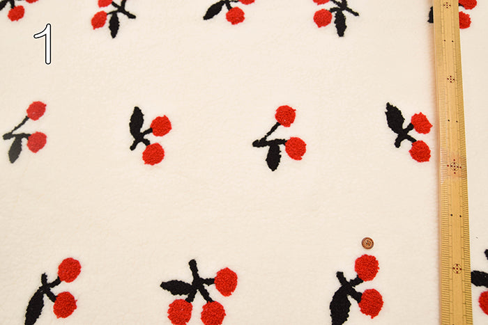 Made in China - Boa Embroidered Fabric - Cherry - nomura tailor