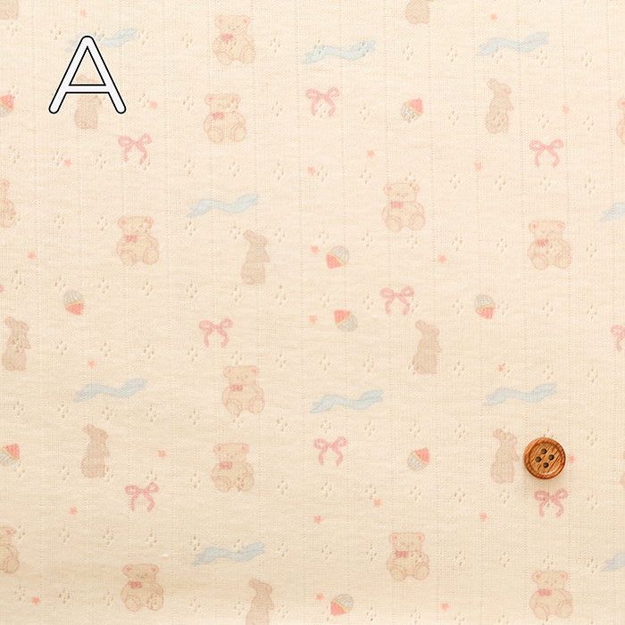 Made in China Drop-needle Knit Print Fabric - Rabbit and Bear - nomura tailor