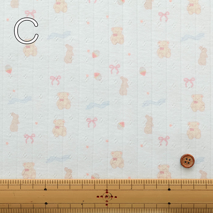 Made in China Drop-needle Knit Print Fabric - Rabbit and Bear - nomura tailor