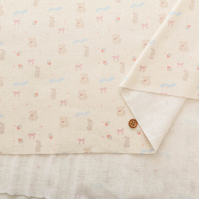 Made in China Drop-needle Knit Print Fabric - Rabbit and Bear - nomura tailor