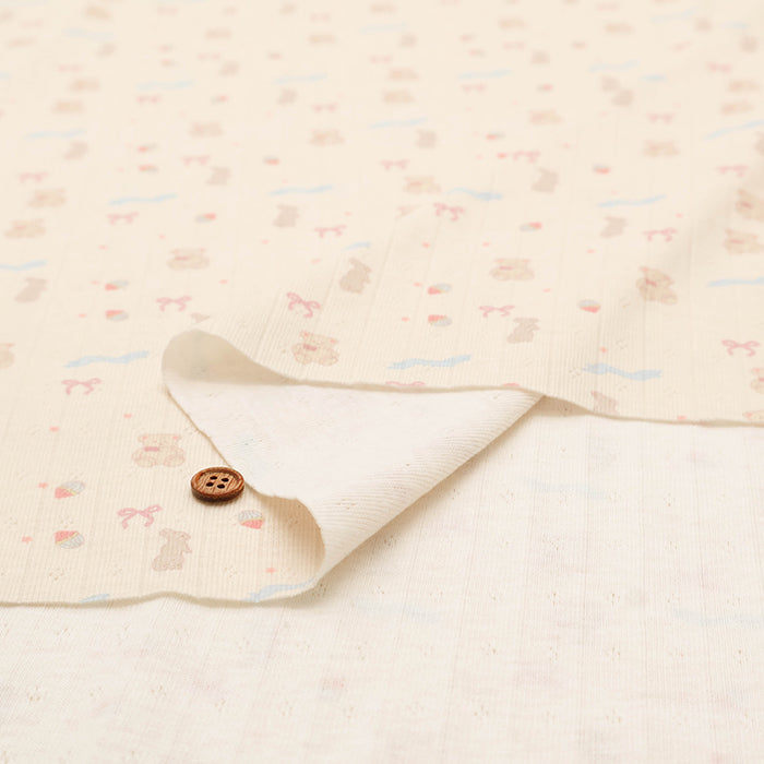 Made in China Drop-needle Knit Print Fabric - Rabbit and Bear - nomura tailor