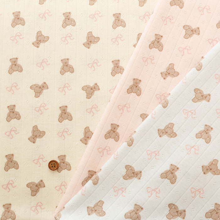 Made in China Drop-needle Knit Print Fabric - Bear and Ribbon - nomura tailor