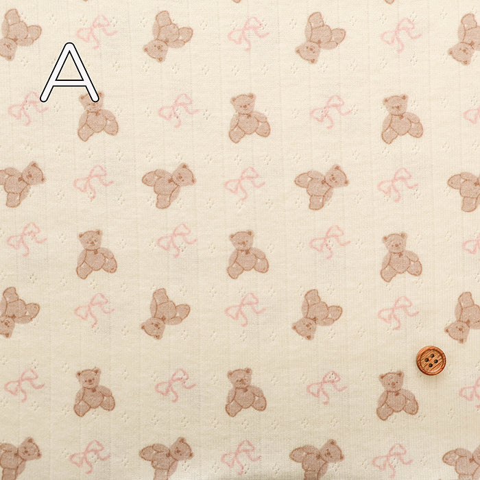 Made in China Drop-needle Knit Print Fabric - Bear and Ribbon - nomura tailor