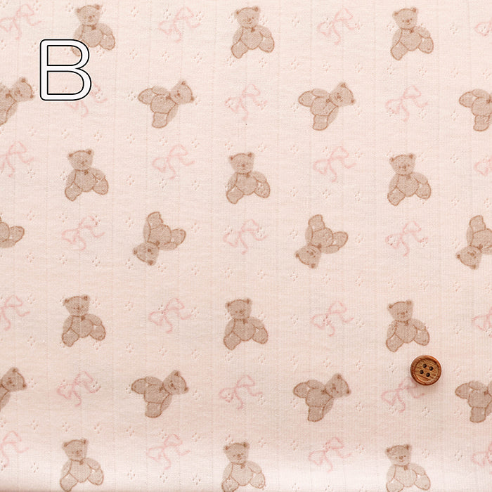 Made in China Drop-needle Knit Print Fabric - Bear and Ribbon - nomura tailor