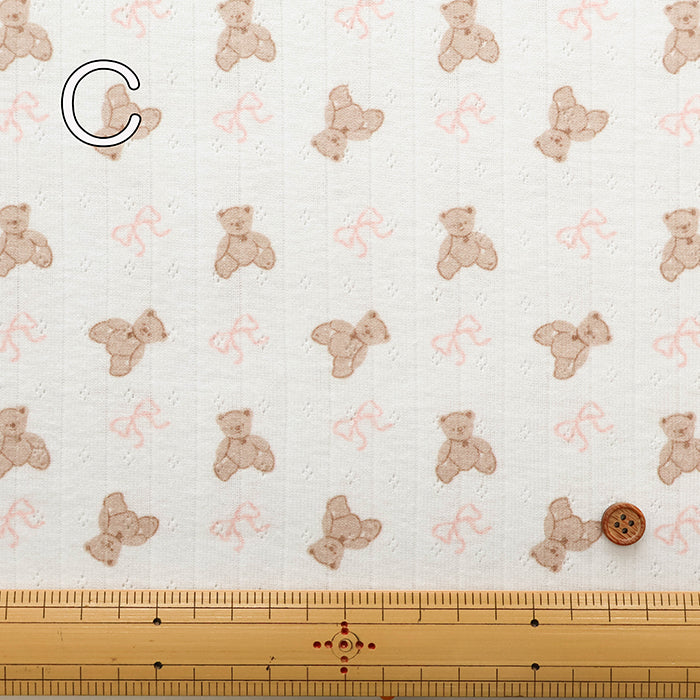 Made in China Drop-needle Knit Print Fabric - Bear and Ribbon - nomura tailor
