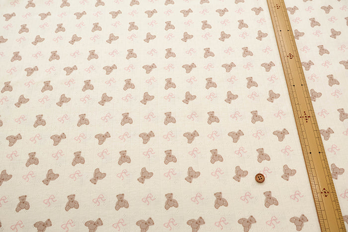 Made in China Drop-needle Knit Print Fabric - Bear and Ribbon - nomura tailor
