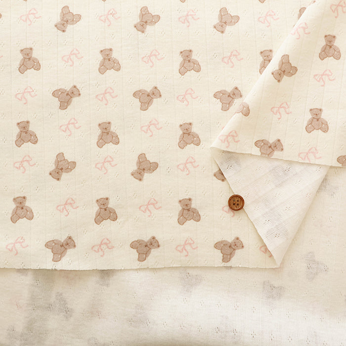 Made in China Drop-needle Knit Print Fabric - Bear and Ribbon - nomura tailor