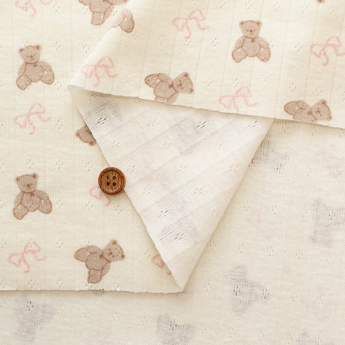 Made in China Drop-needle Knit Print Fabric - Bear and Ribbon - nomura tailor