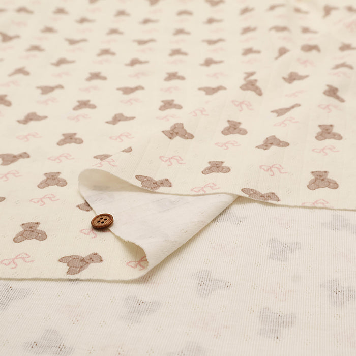 Made in China Drop-needle Knit Print Fabric - Bear and Ribbon - nomura tailor