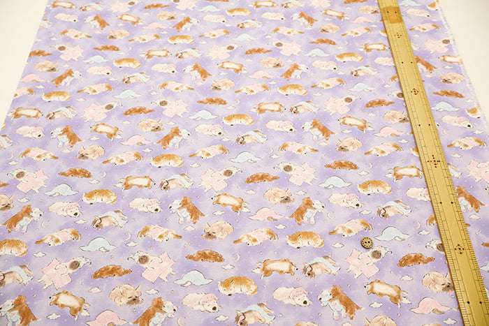 Cotton Muslin Inkjet-printed Fabric - Prism Dreaming Puppy - nomura tailor