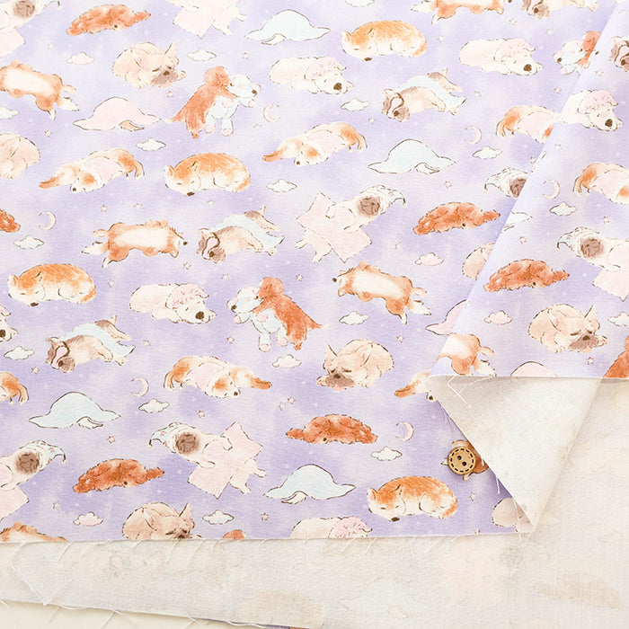 Cotton Muslin Inkjet-printed Fabric - Prism Dreaming Puppy - nomura tailor