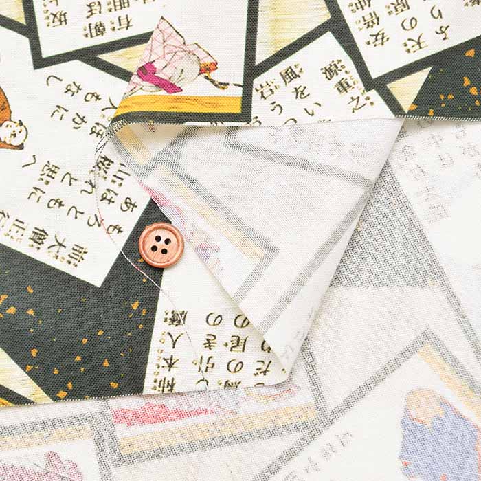 Nomura Tailor Original Cotton Muslin Inkjet-printed Fabric - Hyakunin Isshu - nomura tailor