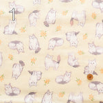 Cotton Double Gauze Print Fabric - Fluffig Cat - nomura tailor