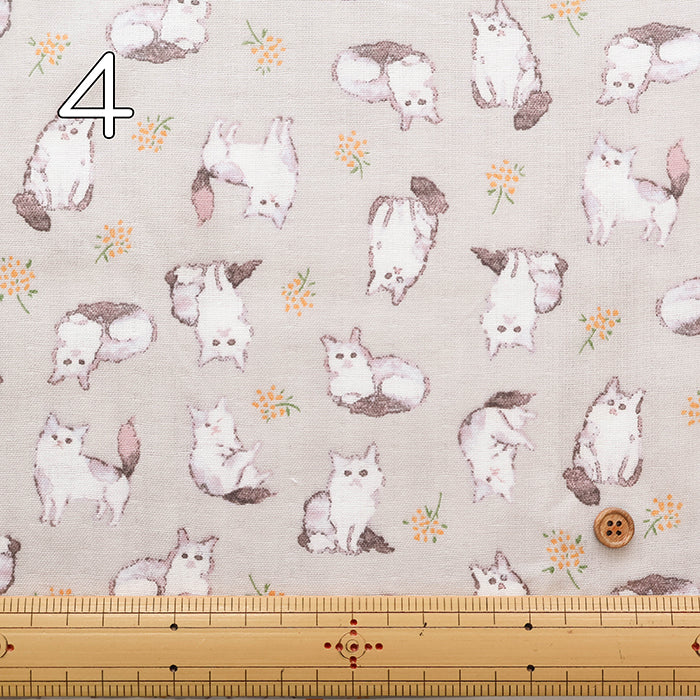 Cotton Double Gauze Print Fabric - Fluffig Cat - nomura tailor