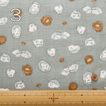Cotton Double Gauze Print Fabric - Fluffig Hedgehog - nomura tailor
