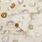 Cotton Double Gauze Print Fabric - Fluffig Hedgehog - nomura tailor