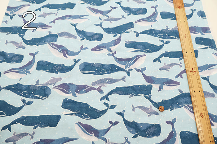 Cotton Double Gauze Print Fabric - Fluffig Whale - nomura tailor