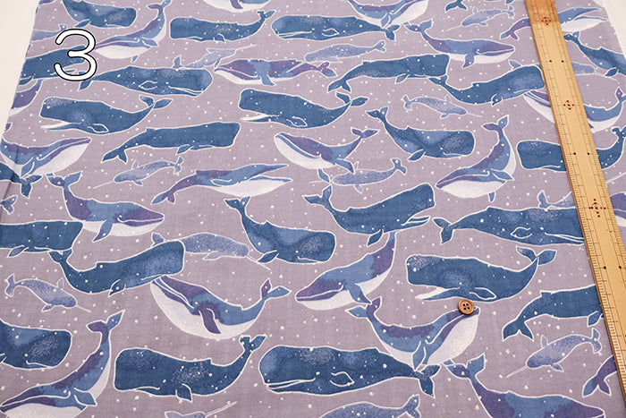 Cotton Double Gauze Print Fabric - Fluffig Whale - nomura tailor